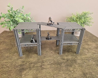 Custom Tabletop Wargaming Terrain Tower Buildings and Walkways for Warhammer 40k, Necromunda, Kill Team and more.  T7 Value Pack