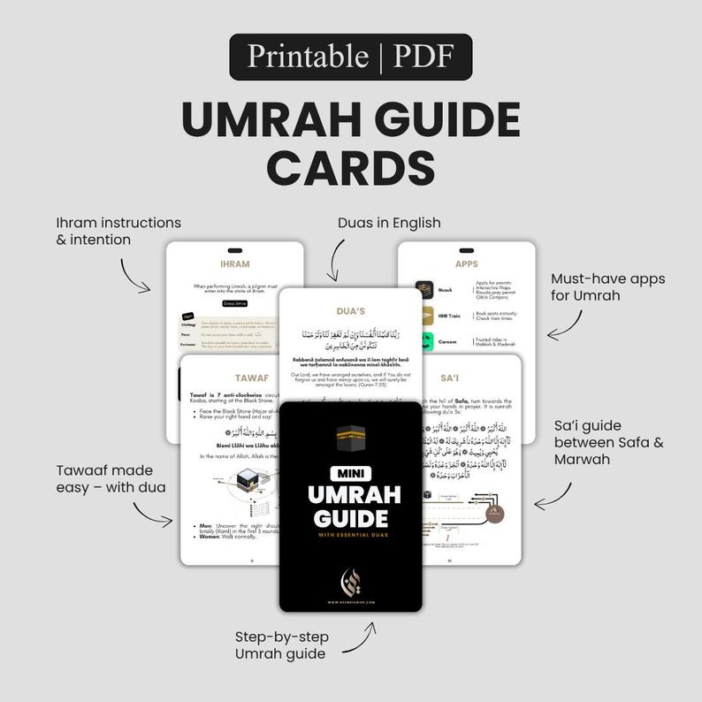 Mini Umrah Guide, Umrah Duas, Umrah Dua Cards, Umrah Cards - Etsy