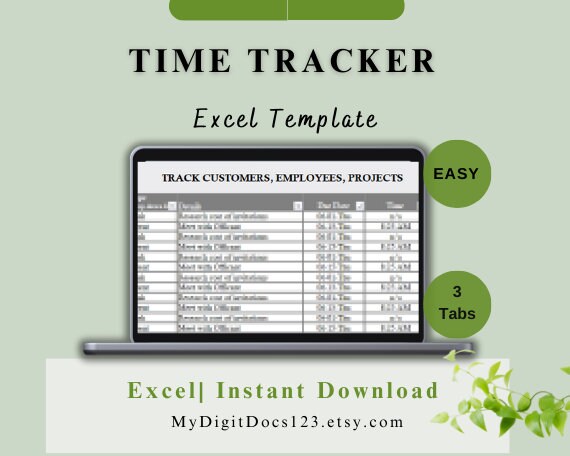 Time Tracker excel Template Time Sheet Employee Time Sheet Customer ...