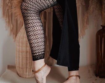 Legging | boho | collant | résille | ethnique | Flower of Life | yoga | géométrie | festival |