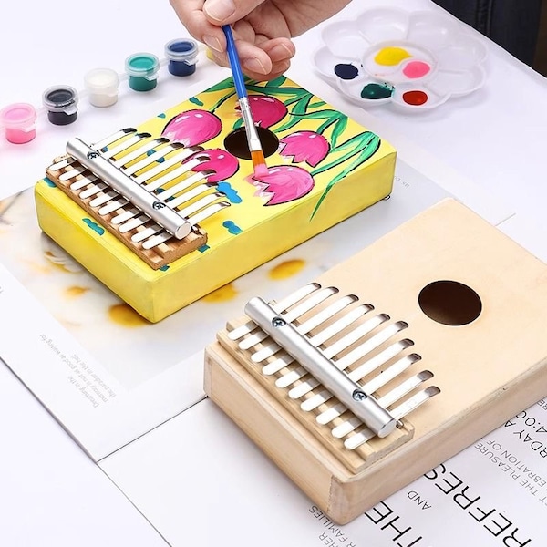 DIY Kalimba Thumb Piano kit,DIY painting Wooden 17 Keys Kalimba Design Custom Kalimba Beginners,Music box for kids adult,Piano Finger