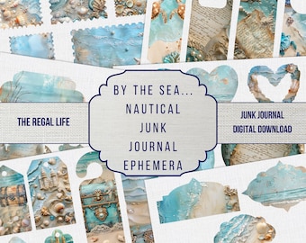 Coastal Junk Journal Ephemera: Seaside Scrapbook Pages (Digital Download)