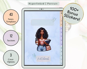 Black Girl Portrait Digital Notebook: Goodnotes Planner with Tabs (Digital Download)