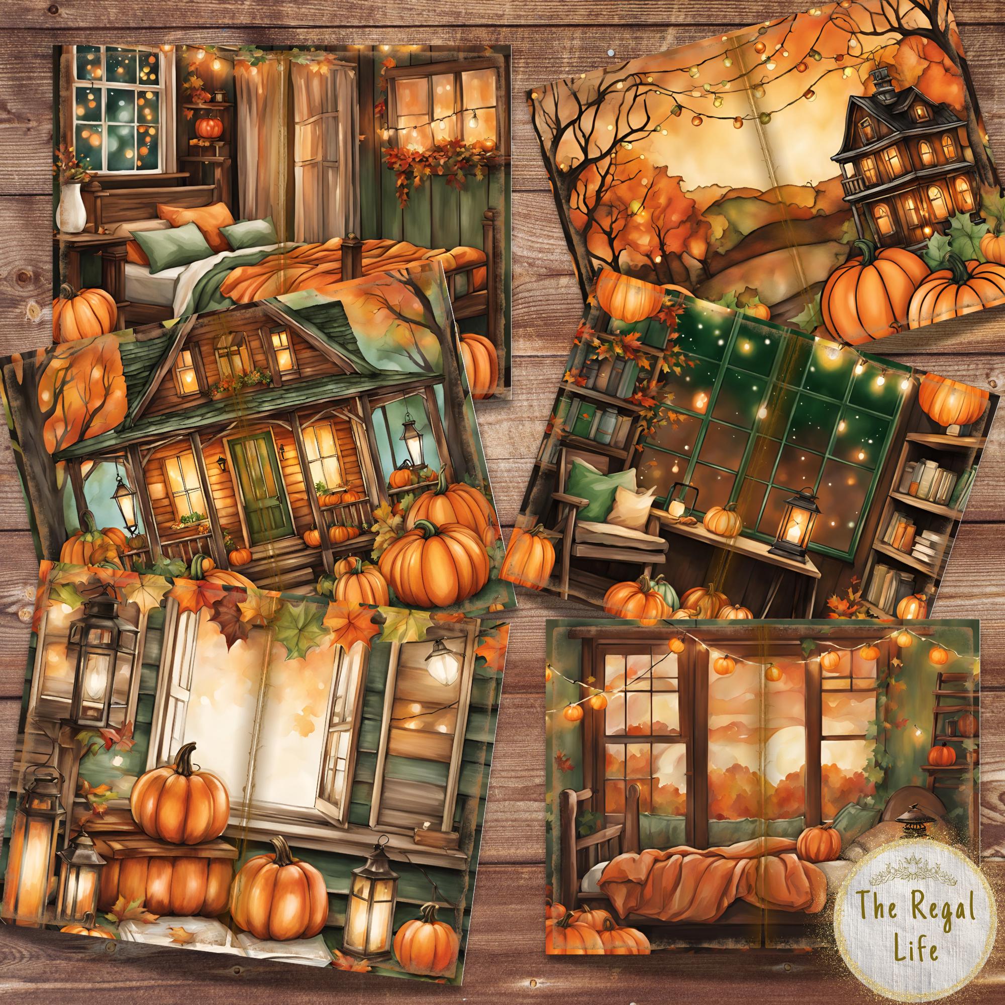 Printable Junk Journal Paper, Twinkle Lights Fall Pages, Cozy Autumn ...