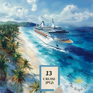 Images de croisière, JPG aquarelles haute résolution, Vacances à la plage, Scrapbooking de voyage, Travaux manuels, Téléchargement numérique, Fabrication de cartes