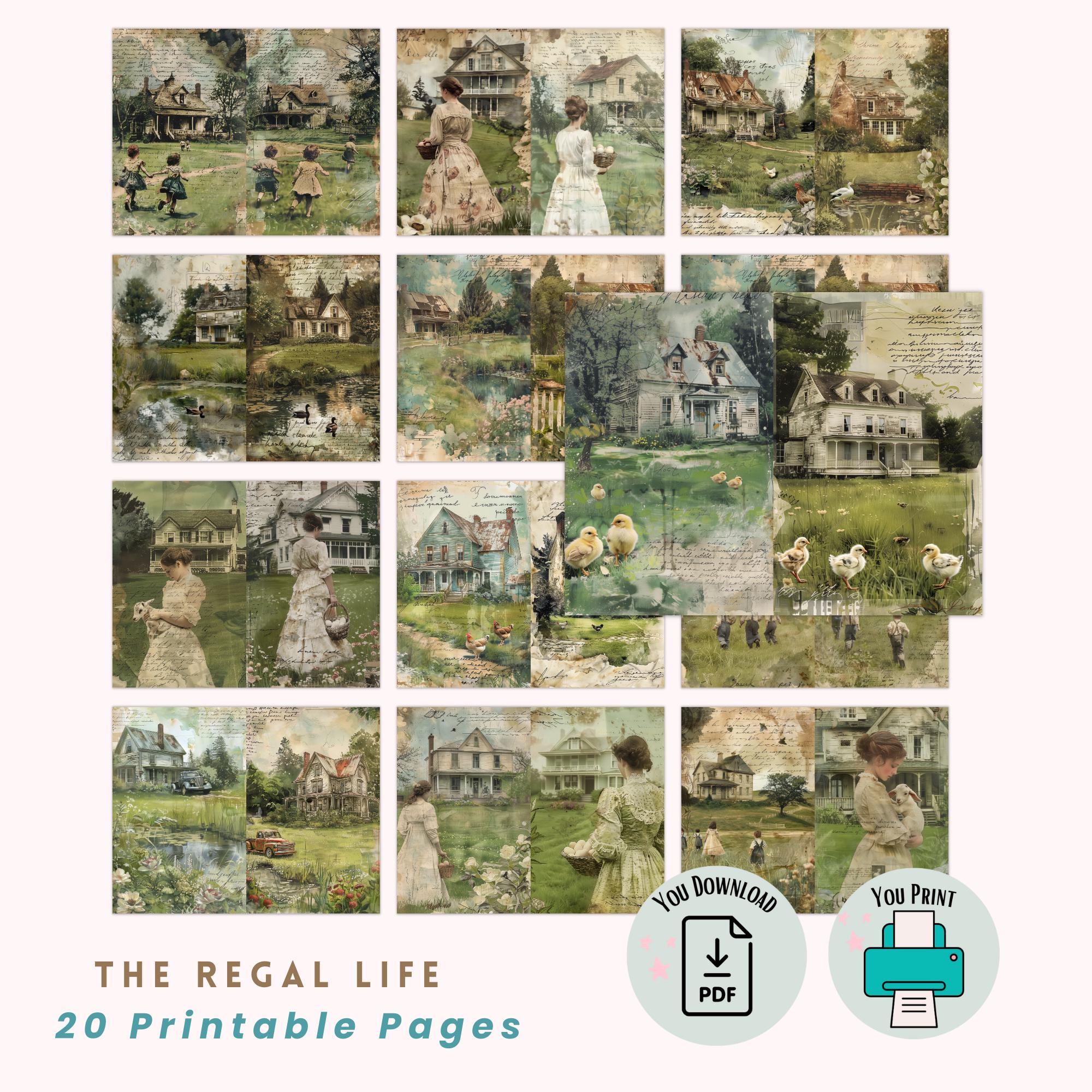 Old Country Farmhouse Junk Journal Pages, Rustic Paper With Old ...