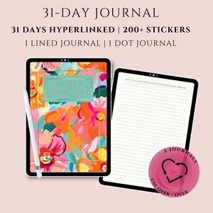 31-Day Digital Journal: Lined & Dotted, 200+ Stickers (Digital Download)
