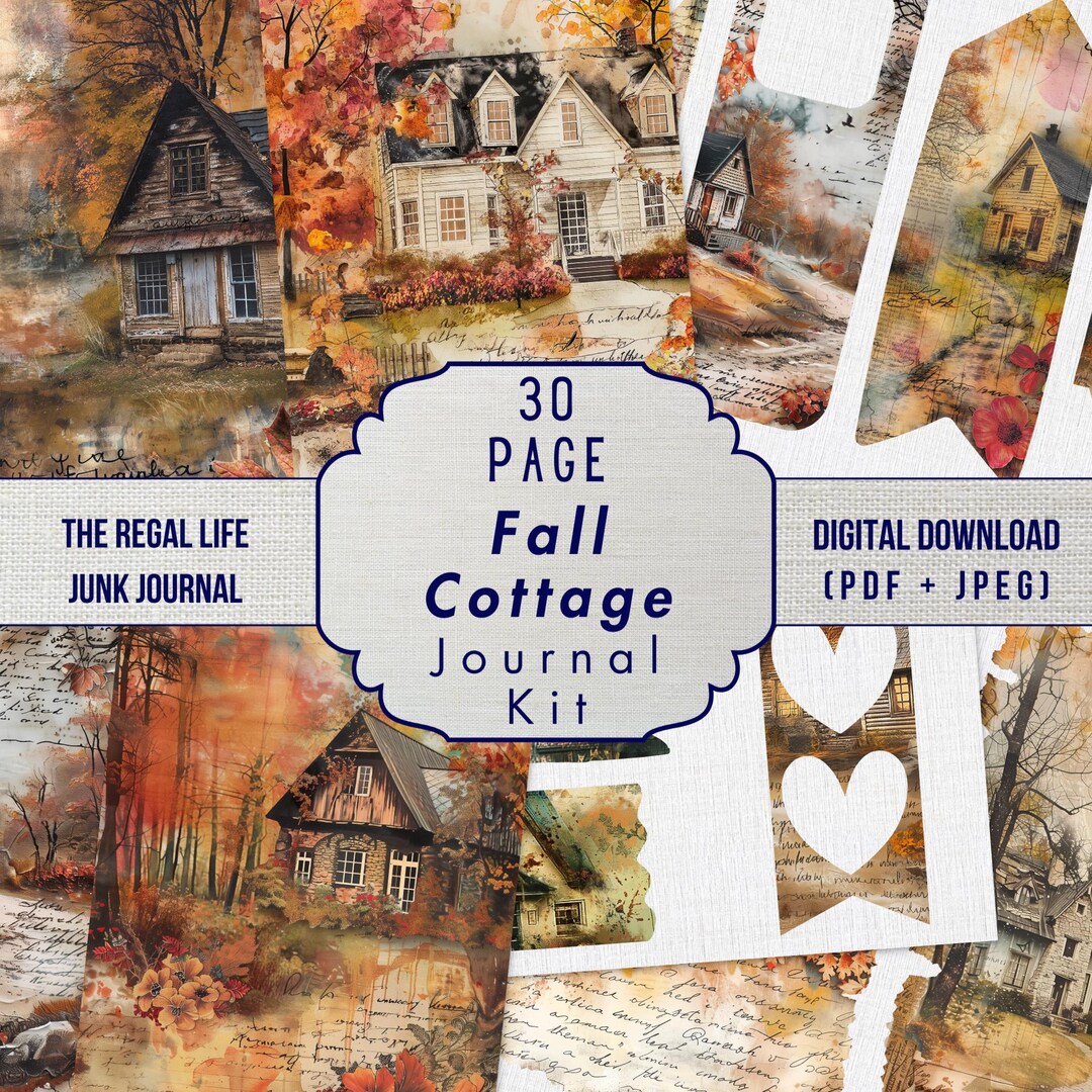 Cozy Fall Cottage Junk Journal Kit: 30 Page Ephemera (digital Download ...