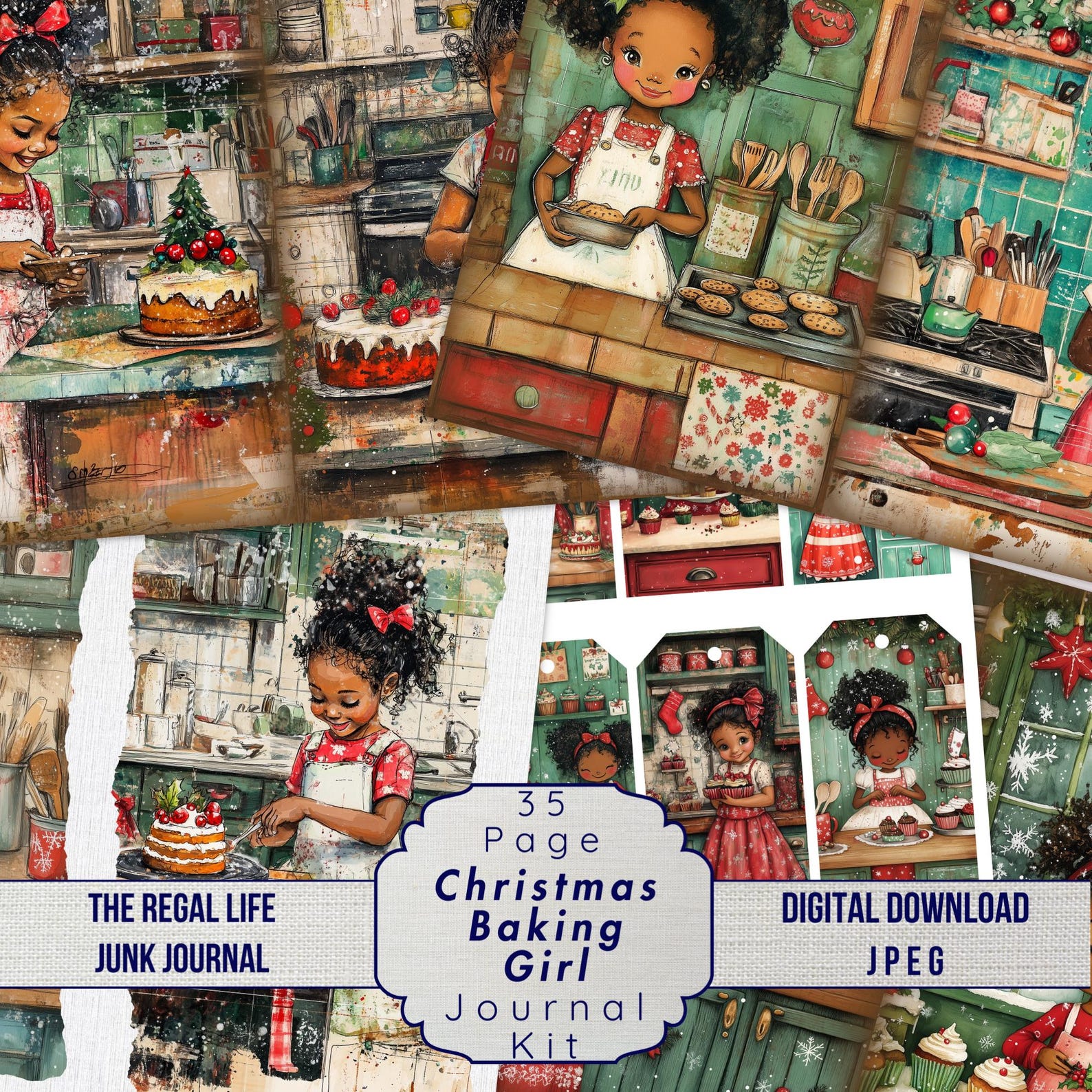 Christmas Baking Girl Junk Journal Kit: Festive Ephemera (digital ...