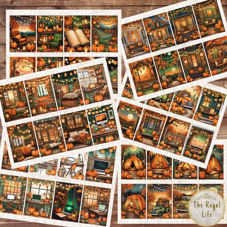 Printable Junk Journal Paper, Twinkle Lights Fall Pages, Cozy Autumn ...