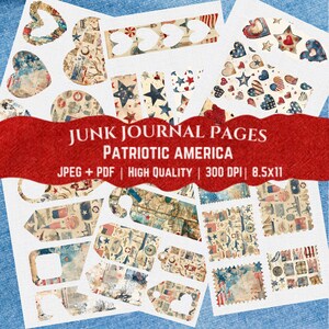 Vintage Patriotic Junk Journal Kit: 4th of July Ephemera (Digital Download)