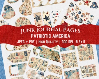 Vintage Patriotic Junk Journal Kit: 4th of July Ephemera (Digital Download)
