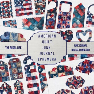 American Quilt Junk Journal Ephemera: Patriotic Scrapbook Paper (Digital Download)