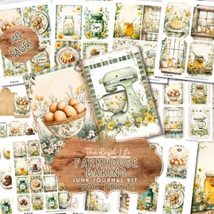 Farmhouse Baking, Cottagecore Cooking, Cottage Kitchen, Crafting Printables, Gingham Designs, Quaint Junk Journal