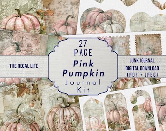 PUMPKIN PATCH Junk Journal Ephemera Kit Printable Vintage Shabby Autumn ...