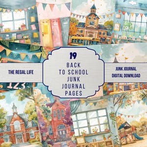 Back To School Junk Journal Kit: Watercolor Scrapbook Pages (Digital Download)