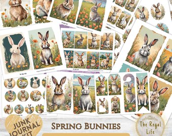 Bunny Hop Junk Journal Printable Easter Egg Digital Download Spring ...