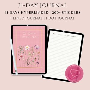 31-Day Digital Journal: Lined & Dotted, 200+ Stickers (Goodnotes, iPad, Samsung)