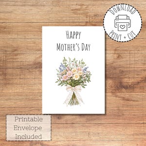 Spring Bouquet Mother&#39;s Day Card: Printable Floral Greeting (Digital Download)