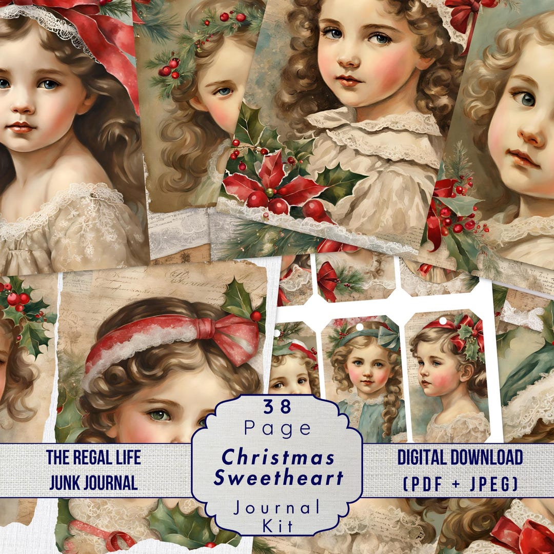 Christmas Junk Journal Kit, Girl Ephemera, Winter Junk Journal Kit ...