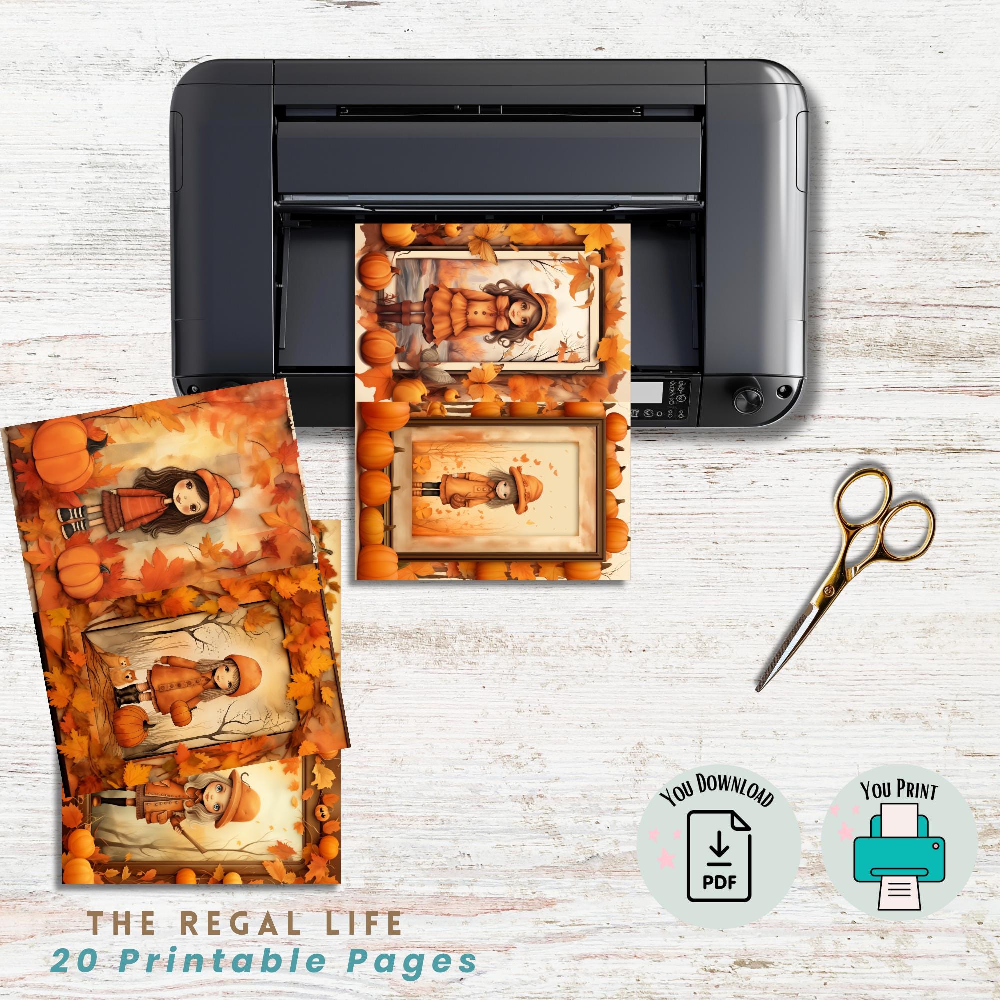 Fall Junk Journal Pages: Autumn Sweethearts, Pumpkins (digital Download ...