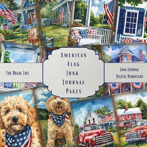 American Flag Junk Journal Pages: Rustic Patriotic Scrapbook (Digital Download)