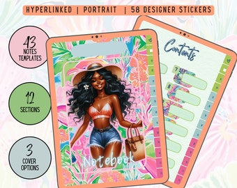 Black Girl Digital Notebook: Goodnotes Planner with Stickers (Digital Download)