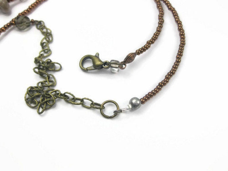Tassel Necklace With Natural Stone Pendant Neutral Tones