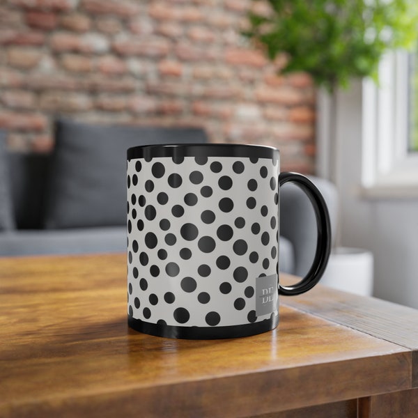 Polka Dot Monochrome Tea/Coffee Mug #4 By Brewed Elegance