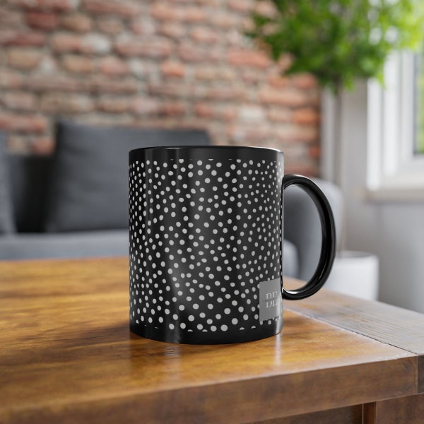 Elegant Monochrome Spot Print Mug #5 By Brewed Elegance