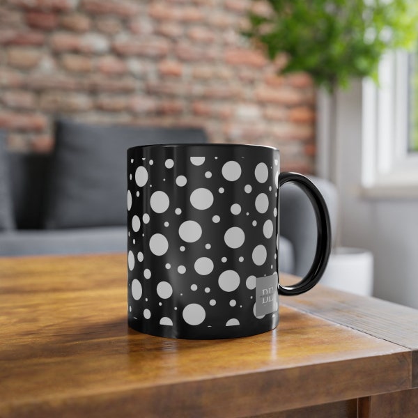 Polka Dot Monochrome Tea/Coffee Mug #3 By Brewed Elegance