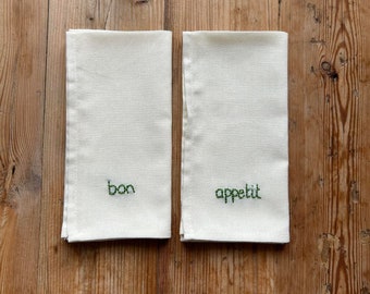 Lot de 2 serviettes en lin Bon appétit