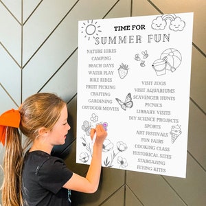 Printable Summer Checklist for Children toddler preparation and organize Summer activities for kids summer activities listings with coloring
