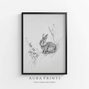 Hand-Drawn Rabbit Sketch | Woodland Creature Line Art | Digital PRINTABLE Download 1332