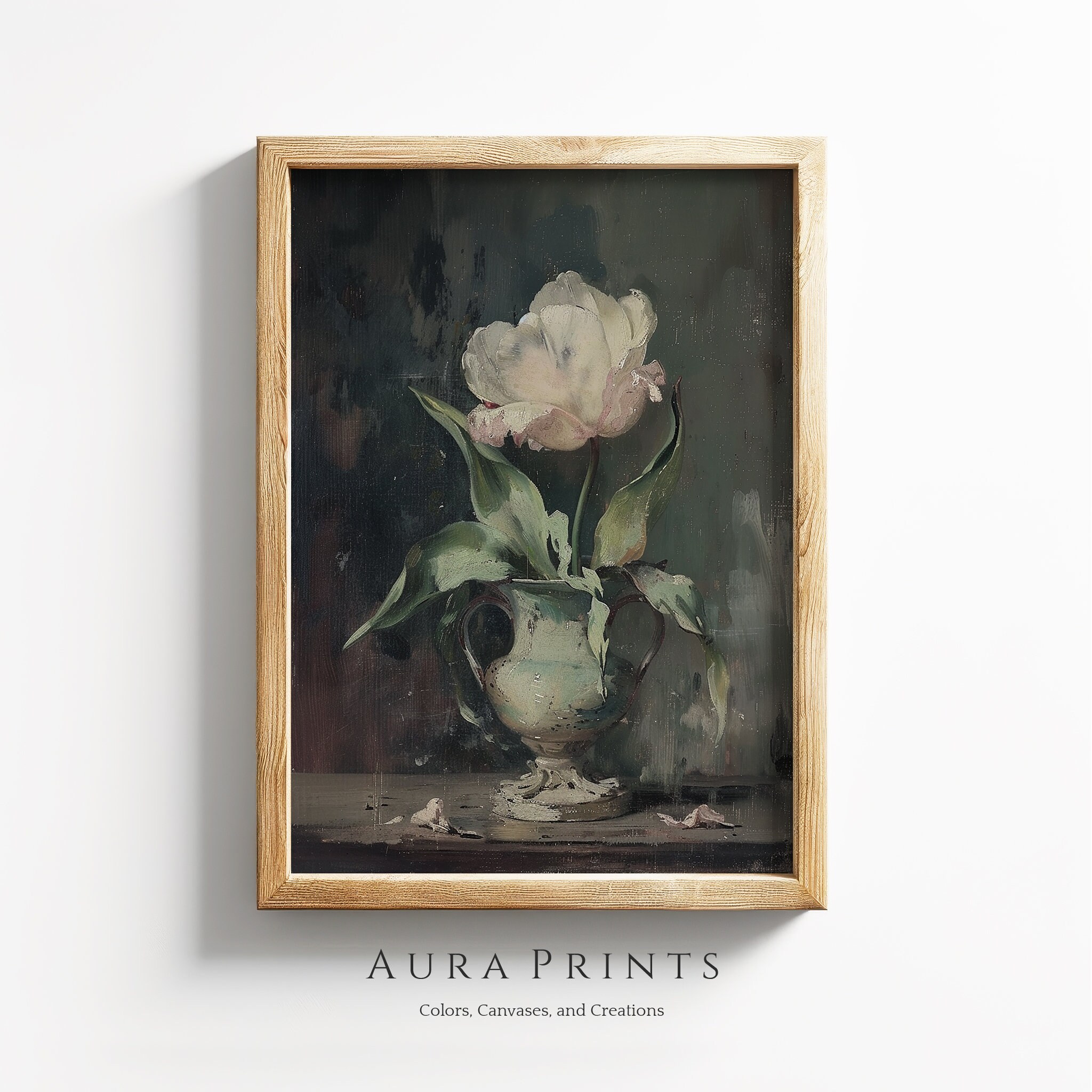 Vintage Tulip Oil Painting | Digital Download | Soft Tone Art | Neutral ...