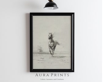 Horse Sketch | Neutral Art | Vintage Line Art Wall Decor | PRINTABLE Digital Download Rustic Farmhouse Gift 1004