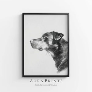 Loyal Dog Head Sketch | Nature Art | Vintage Farmhouse Wall Decor | PRINTABLE Digital Download Rustic Cottage Gift 0954