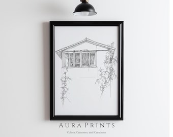 Dibujo arquitectónico vintage / Boceto detallado de construcción / Descarga digital imprimible 1262