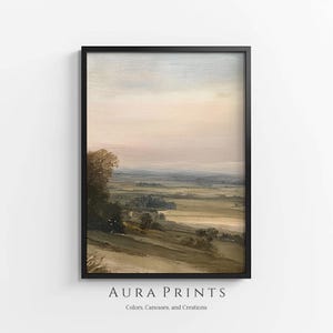 秋のヴィンテージカントリー日の出風景油絵 | アートデジタルインスタントラストミニットデコレーション 1313