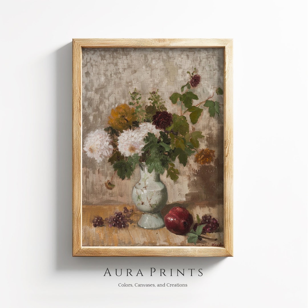Printable Still Life Flowers Painting Digital Vintage Artwork Decor ...