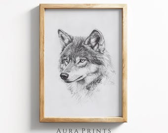 Hand-Drawn Wolf Sketch | Woodland Creature Pencil Art | Digital PRINTABLE Download 1333