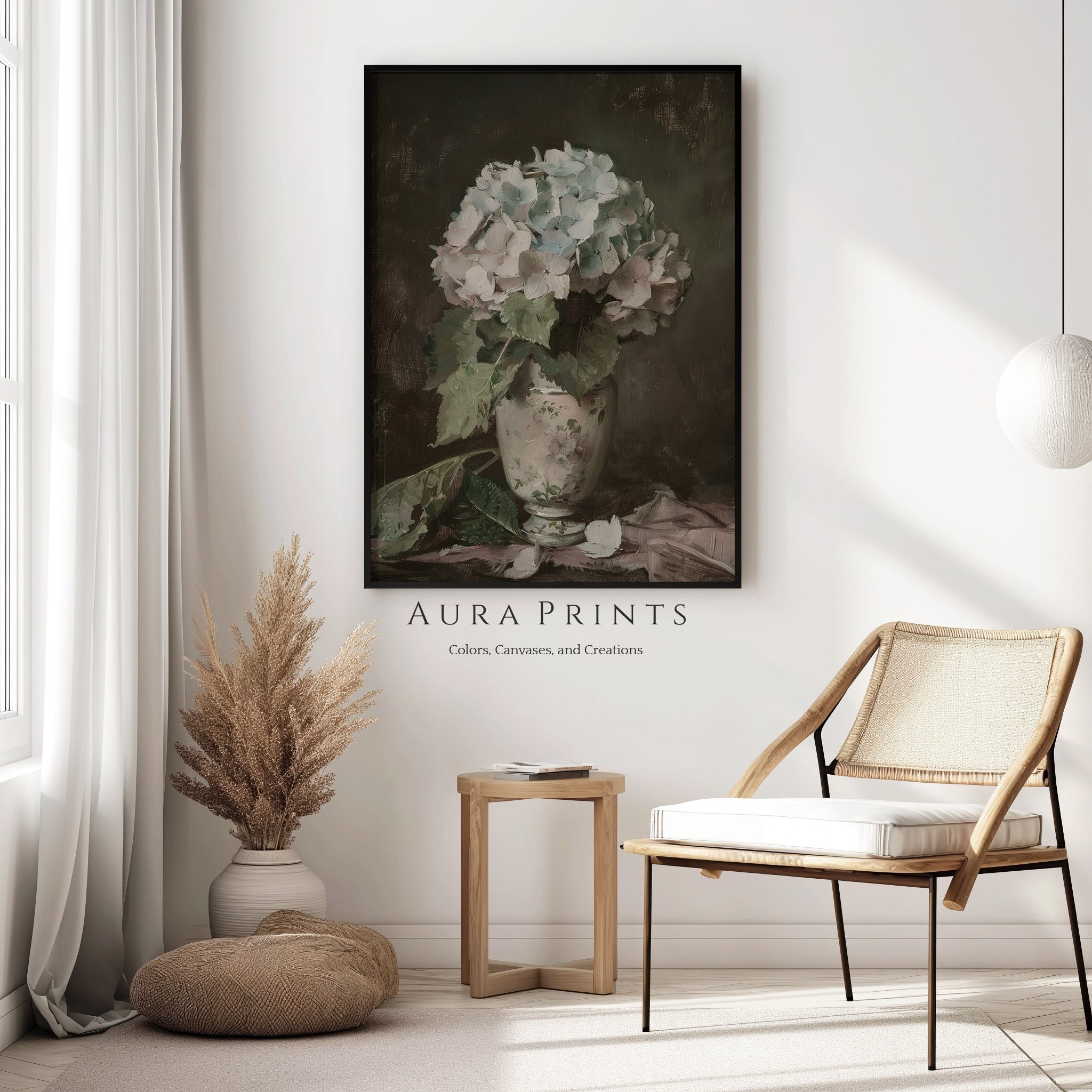 Vintage Hydrangea Oil Painting | Digital Download | Soft Tone Art ...