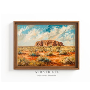 Majestic Uluru (Ayers Rock) Landscape PRINTABLE Digital Painting Wall Art Vintage Cottage Rustic Decor for Home 0821