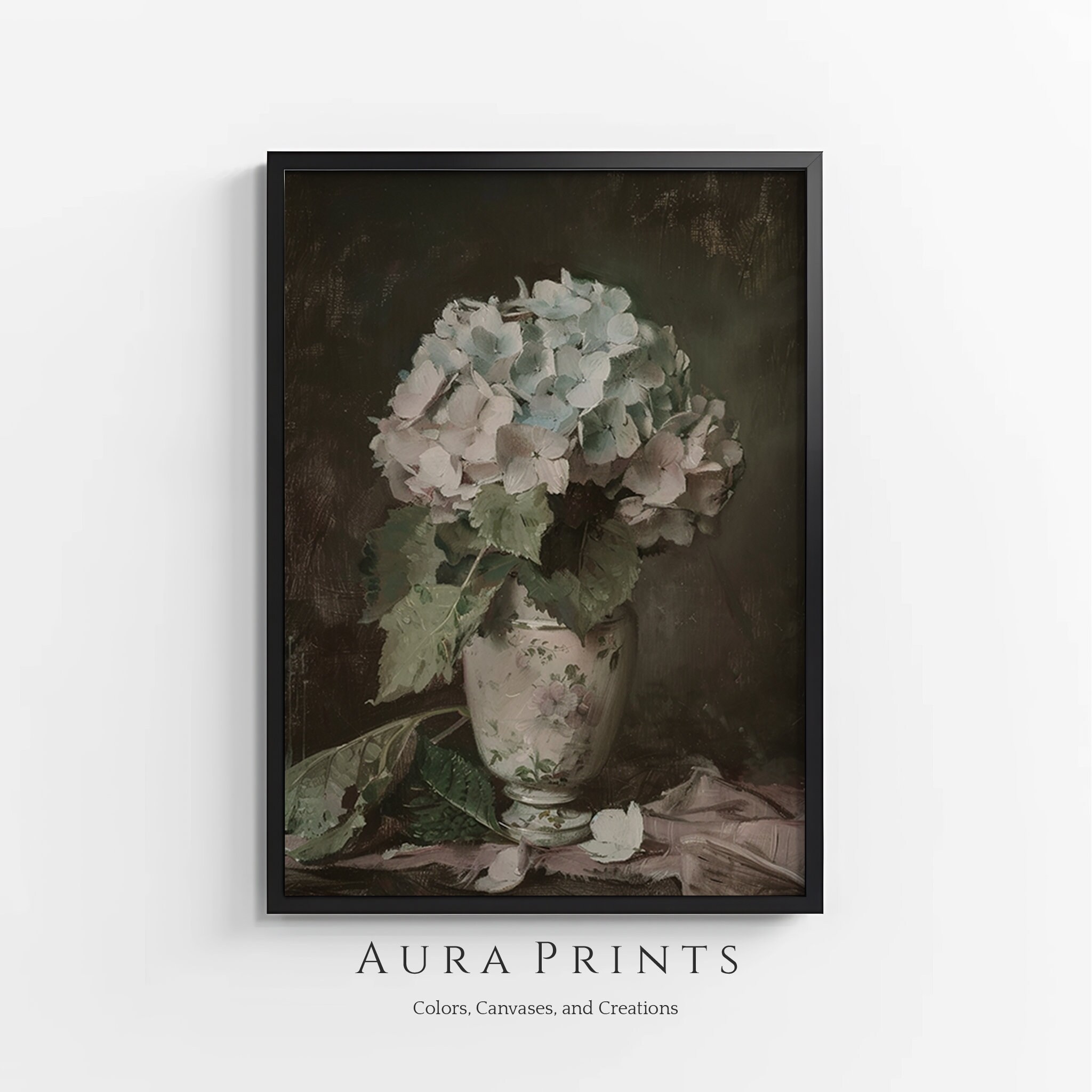 Vintage Hydrangea Oil Painting | Digital Download | Soft Tone Art ...