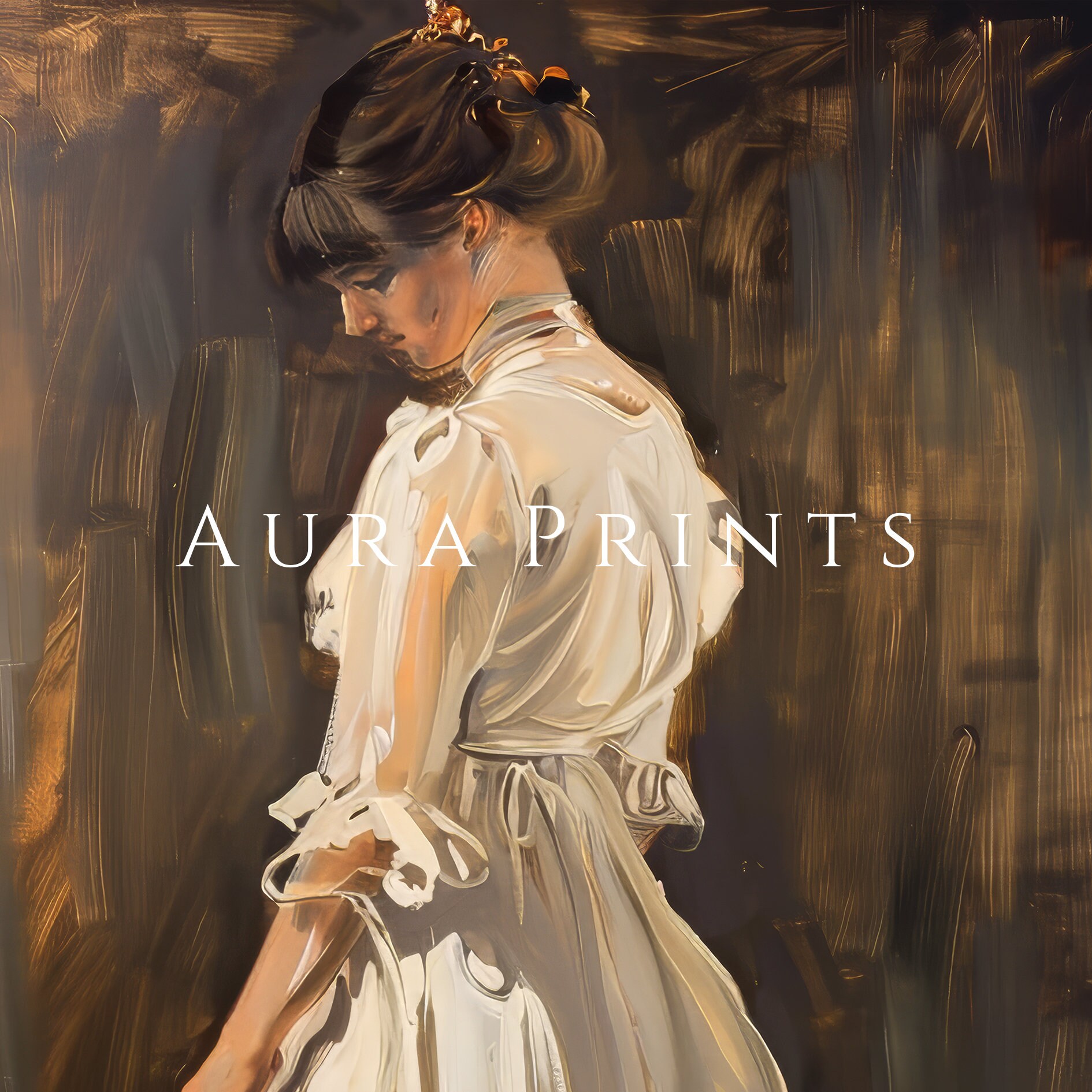 Elegant Woman in White Dress Vintage Portrait Digital Oil Painting ...