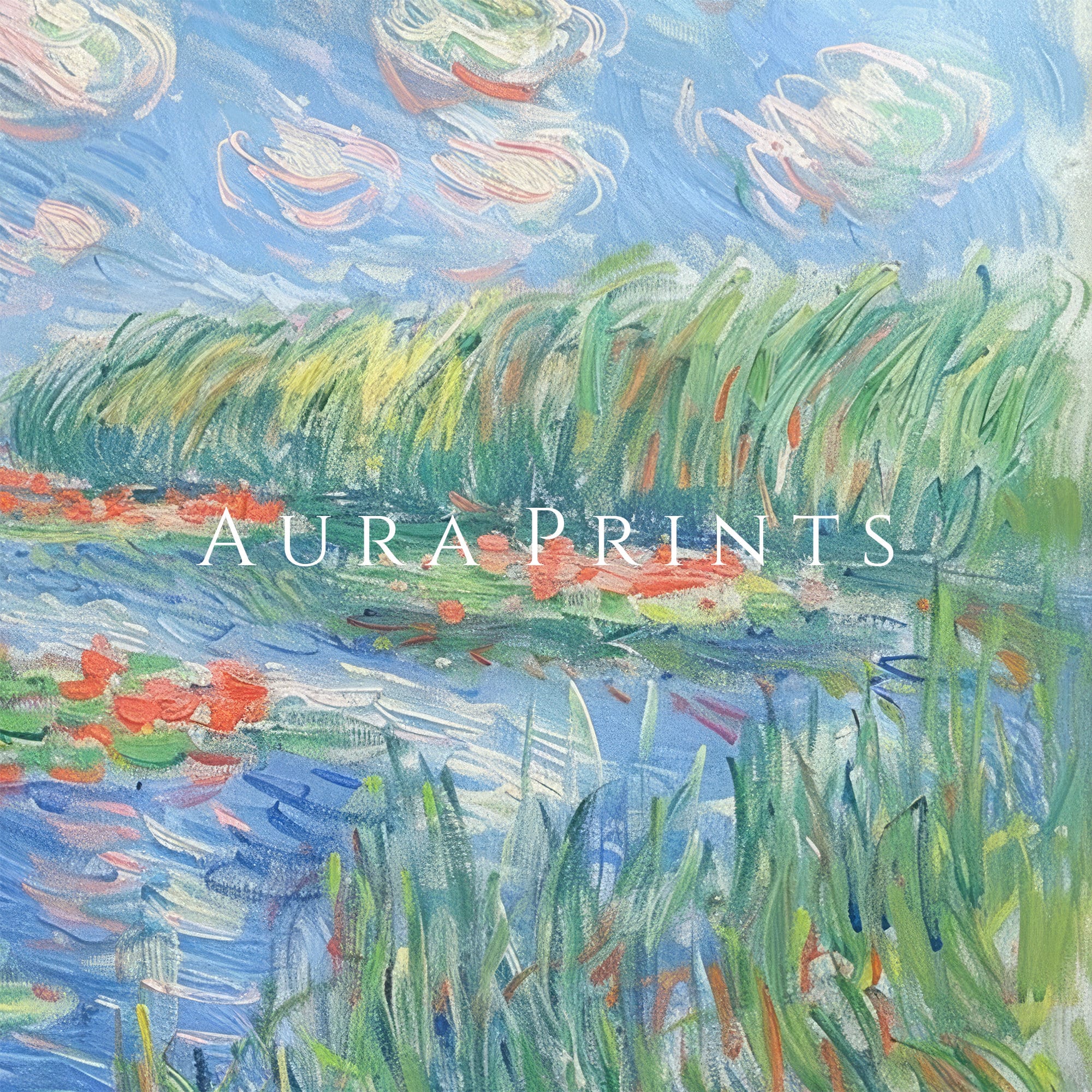 Claude Monet Water Lilies PRINTABLE Digital Painting Wall Art Vintage