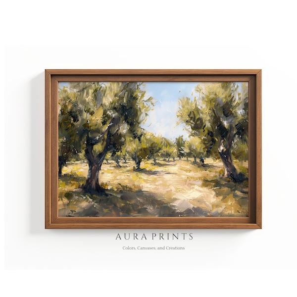 Scenic Olive Grove in Croatia PRINTABLE Digital Painting Mediterranean Rustic Wall Art for Cottage Farmhouse Decor 0735