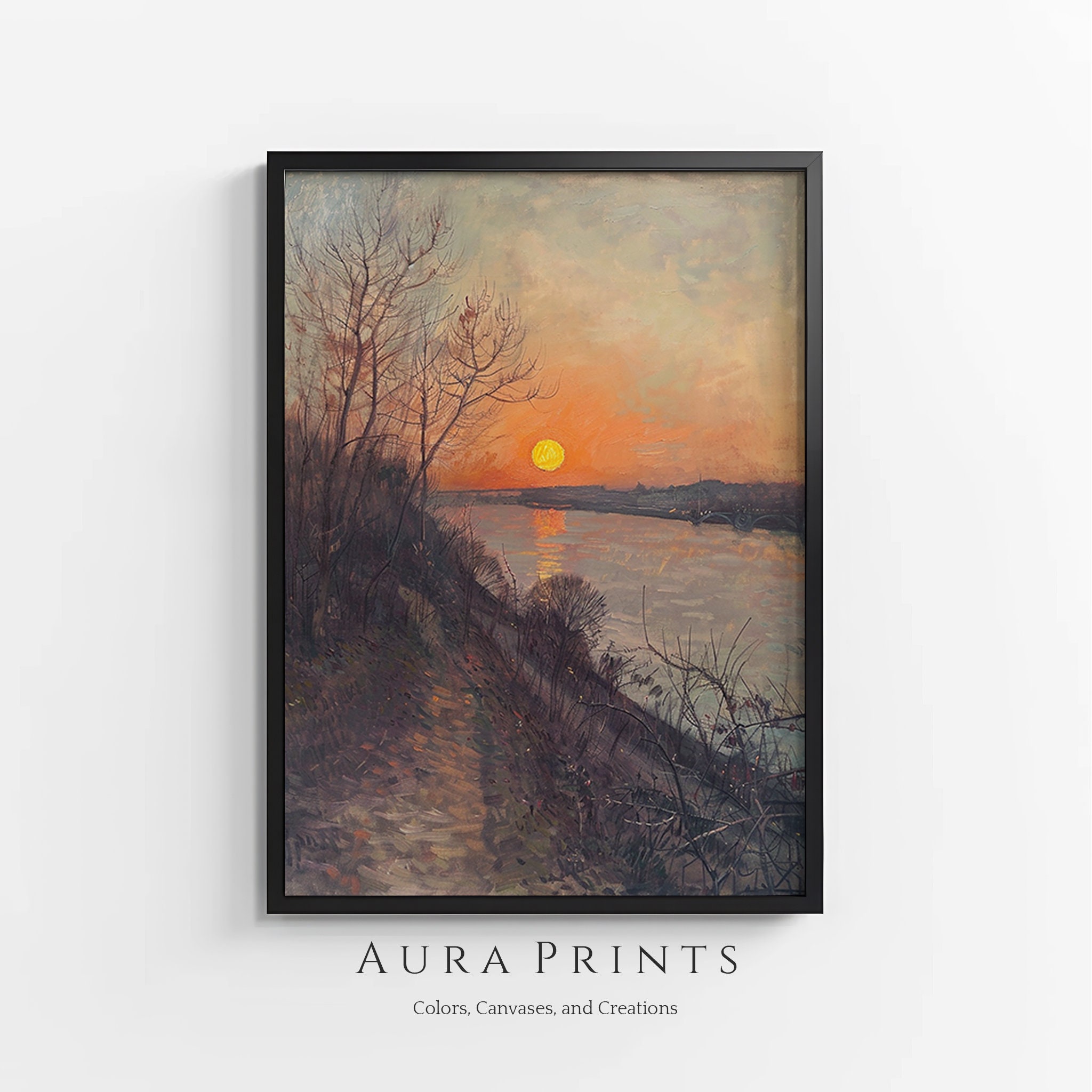 ポール ゴーギャン セーヌ川に沈む夕日 印刷可能なデジタル絵画 壁