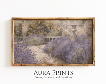 Paysage européen, paysage européen, téléchargement numérique, jardin de lavande anglais pour téléviseur avec cadre Samsung, décor couleurs sourdes 0712