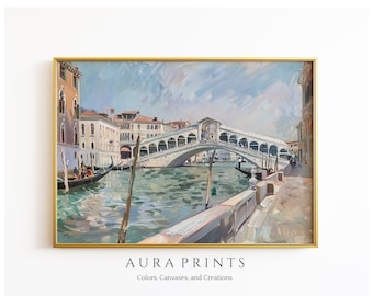Venice Rialto Bridge View PRINTABLE Digital Download Wall Art Vintage European Cottage Waterscape Gift 0888